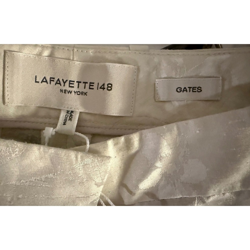 Lafayette 148 New York Gates Floral Jacquard Linen Blend Pants Pebble Size 8 NEW - Picture 7 of 14